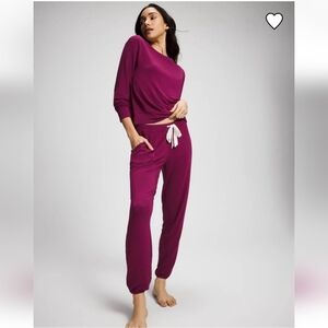 Soma Sunday Cosmic PINK Banded Pant, LS Top & Tee 3Pc Set XL/L Nwt